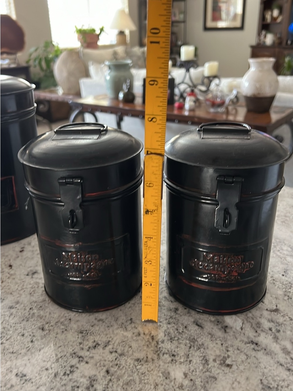 Set of 3 Metal Canisters Home Decor - Picture 7 of 12